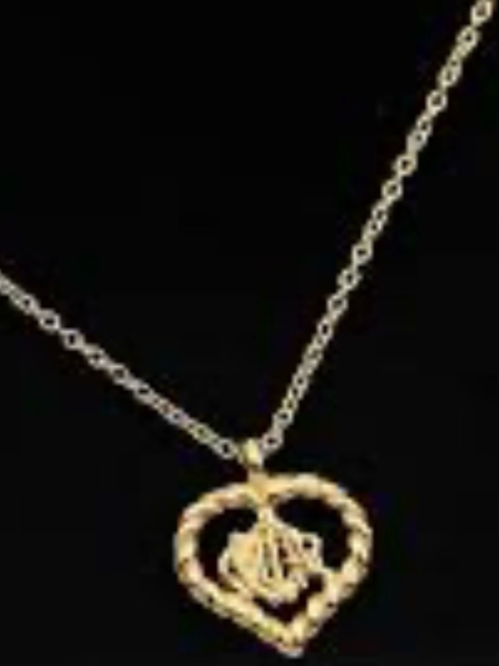 Gold Rope Heart Pendant Necklace - VINTAGE DIOR